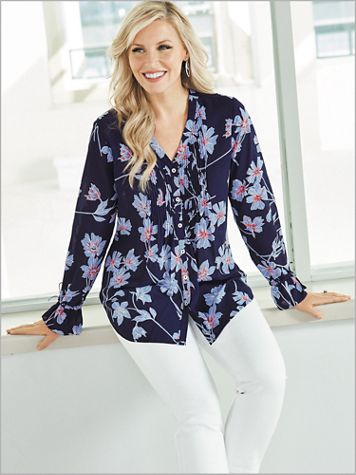 Coastal Floral Print Blouse by Foxcroft - Image 1 of 1