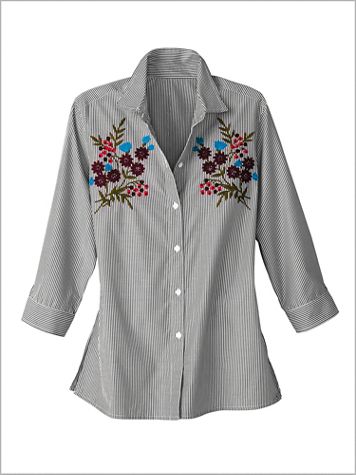 Embroidered Vineyard Stripe Shirt by Foxcroft - Image 1 of 1