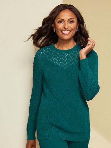 Pointelle Yoke Sweater - Image 1 of 4