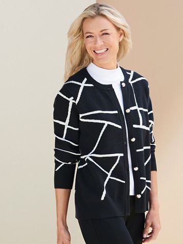 Graphic Pearl Button Sweater Jacket - Image 2 of 2