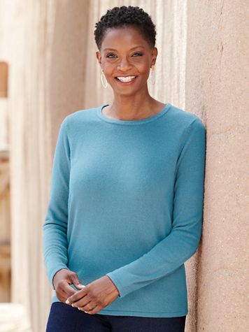 Soft Spun® Acrylic Long Sleeve Jewel Neck Sweater - Image 1 of 10