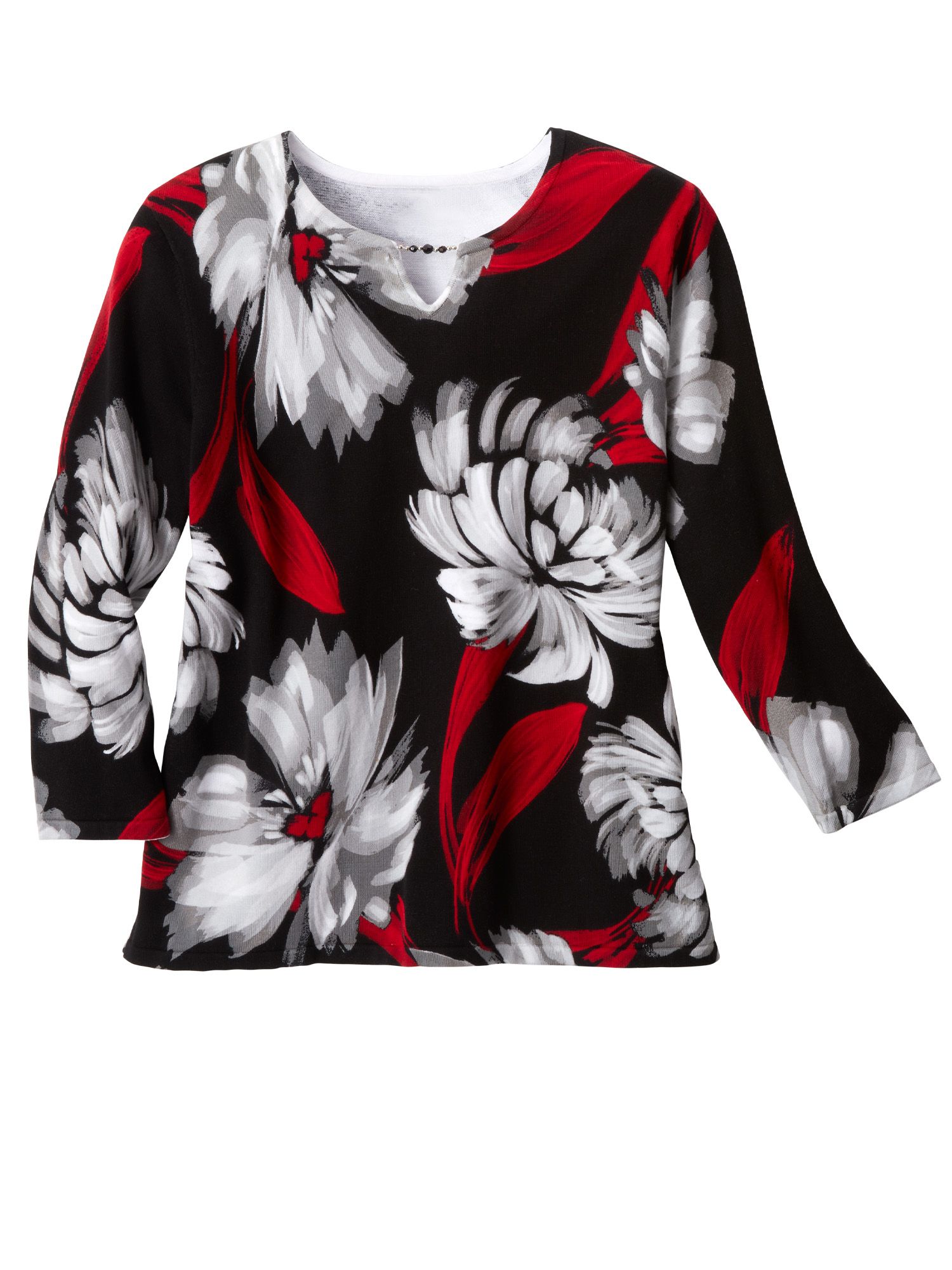 Alfred Dunner Dramatic Floral Sweater