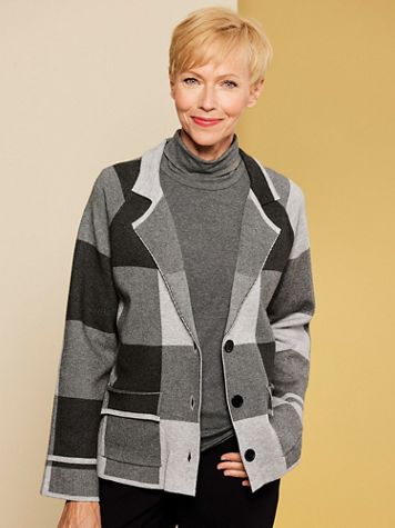 Jacquard Plaid Sweater by Picadilly - Image 2 of 2