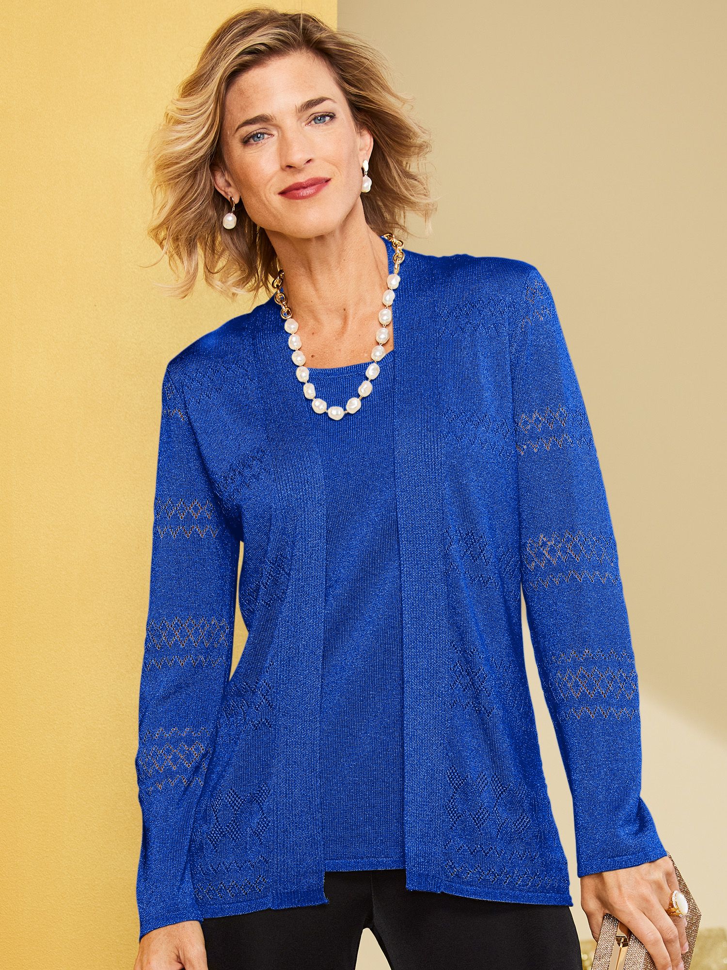 Shimmer Pointelle Sweater Set