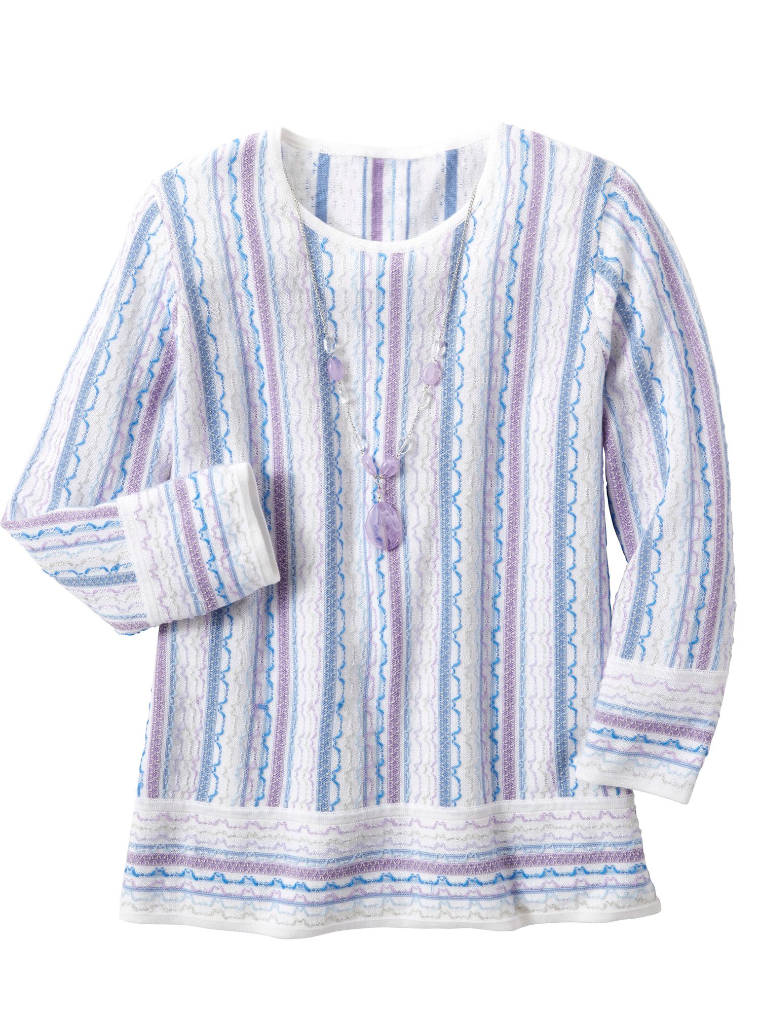 Alfred Dunner Textured Sweater With Necklace