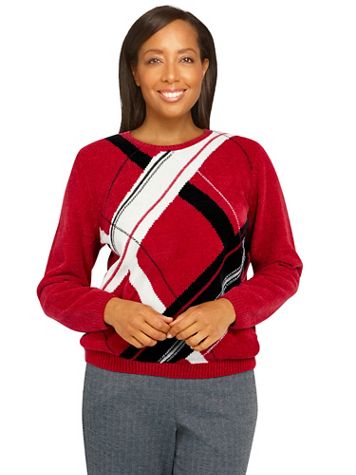 Alfred Dunner® Empire State Soft Chenille Plaid Sweater - Image 5 of 5