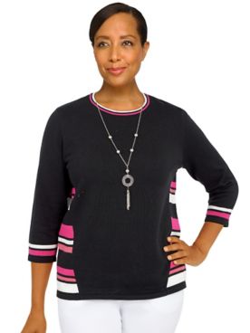 Alfred Dunner® Theater District Spliced Stripe Sweater