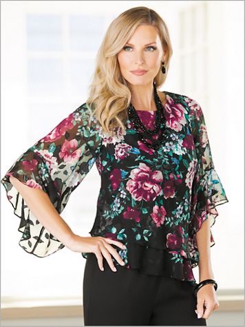 Flirty Floral Tiered Top by Alex Evenings - Image 1 of 2