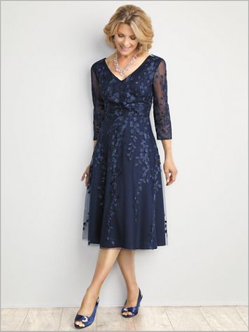 Flirty Floral T-Length Dress by Alex Evenings - Image 1 of 1