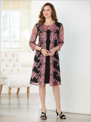 alex evenings embroidered jacket dress
