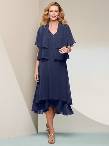 Tiered Capelet Jacket Dress - Image 1 of 2
