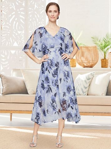 Floral Capelet Tea-Length Dress - Image 3 of 3