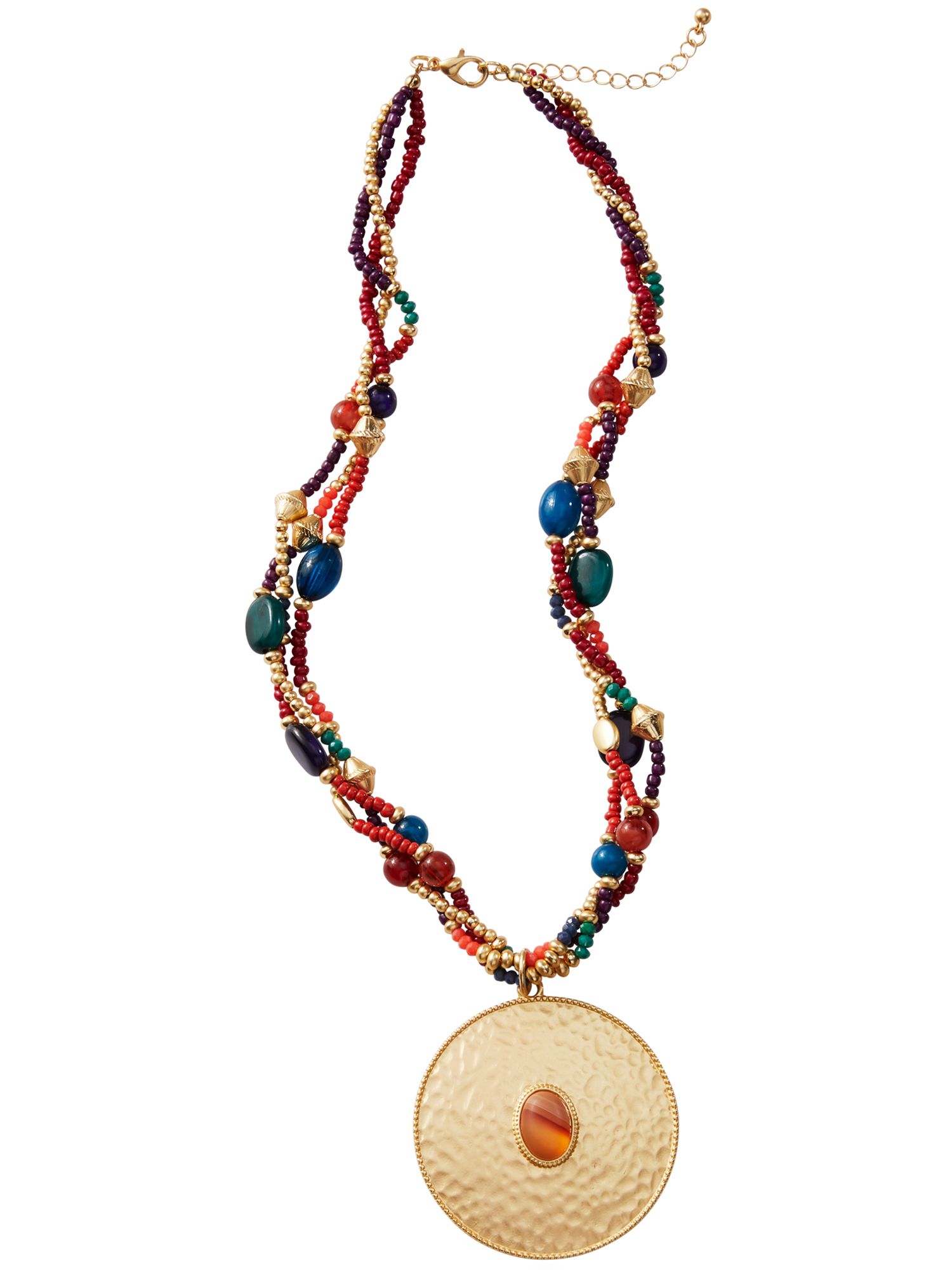 Beaded Multi Strand Pendant Necklace