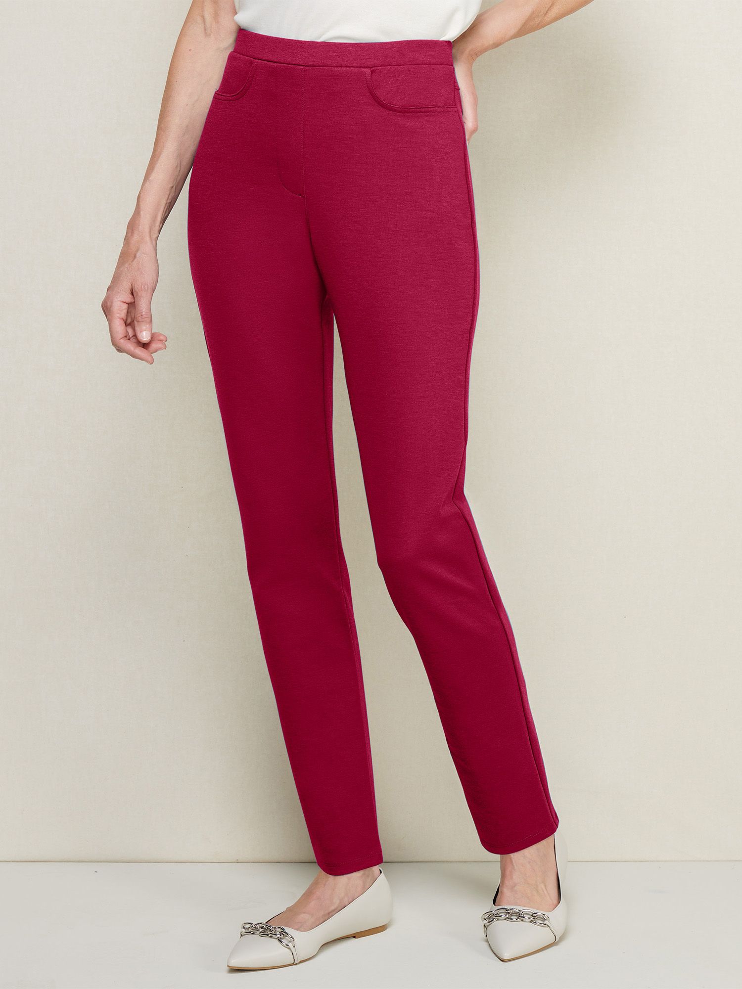 Everyday Slim-Leg Ponte Knit Pull-on Pants