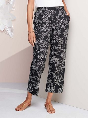 Alfred Dunner Butterfly Floral Ankle Pants