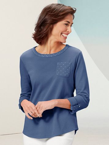 Ladies Who Lunch Knit 3/4 Sleeve Tee - Image 1 of 7