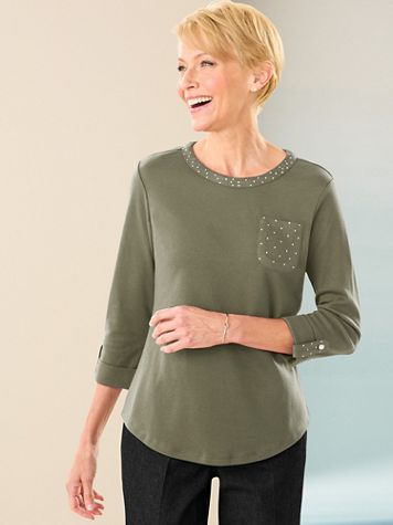 Ladies Who Lunch Knit 3/4 Sleeve Tee - Image 1 of 5