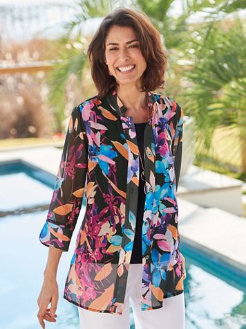 Bold Blooms 3/4 Sleeve Shirt - Image 1 of 2