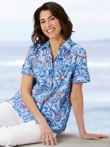 Alfred Dunner Classics Floral Paisley Camp Shirt - Image 1 of 1