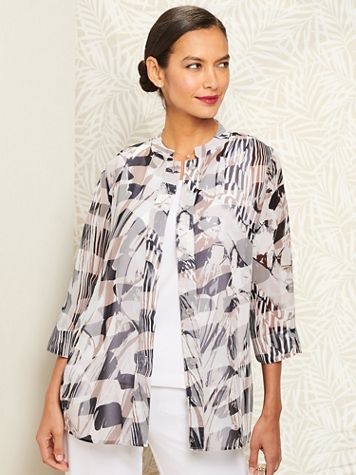 Abstract Neutral 3/4 Sleeve Shirt - Image 1 of 1