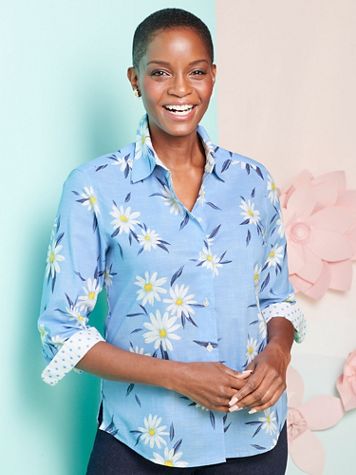 Wrinkle-Free Daisy Dot Shirt by Foxcroft - Image 2 of 2
