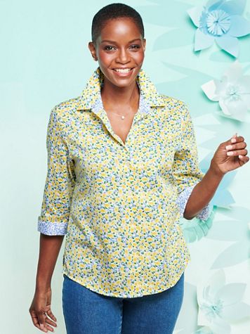 Monet Floral 3/4 Sleeve Shirt by Foxcroft - Image 2 of 2