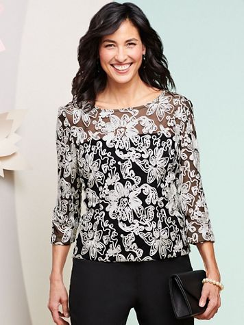 Alex Evenings Embroidered 3/4 Sleeve Blouse - Image 1 of 1