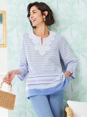 Alfred Dunner Stripe Border Tunic - Image 1 of 1