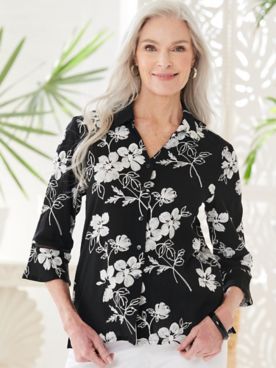 Alfred Dunner Floral Embroidered Shirt
