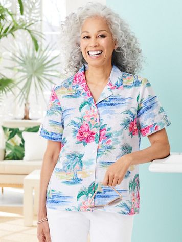 Alfred Dunner Tropical Scene Camp Shirt - Image 1 of 1
