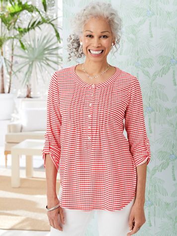 Puckered Gingham Pintuck Shirt by Ruby Rd. - Image 2 of 2