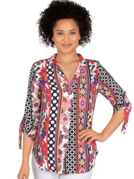 Ruby Rd® Bright And Bold Floral Melody Stripe Print Top