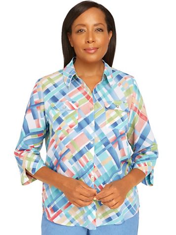 Alfred Dunner® Peace Of Mind Plaid Button Down Top - Image 2 of 2
