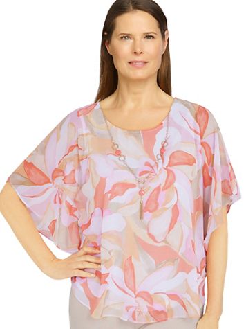 Alfred Dunner® Key Largo Abstract Floral Flutter Shirt - Image 2 of 2