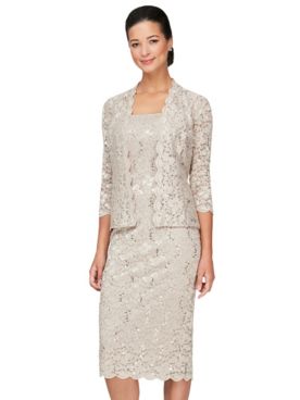 Alex Evenings Sequined Lace Two Piece Jacket Dress