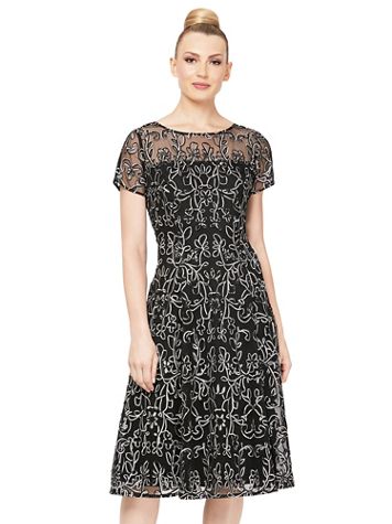 Alex Evenings Embroidered Lace Cap Sleeve T-length Dress - Image 2 of 2