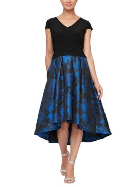 Alex Evenings Cap Sleeve Floral Printed Party Dress