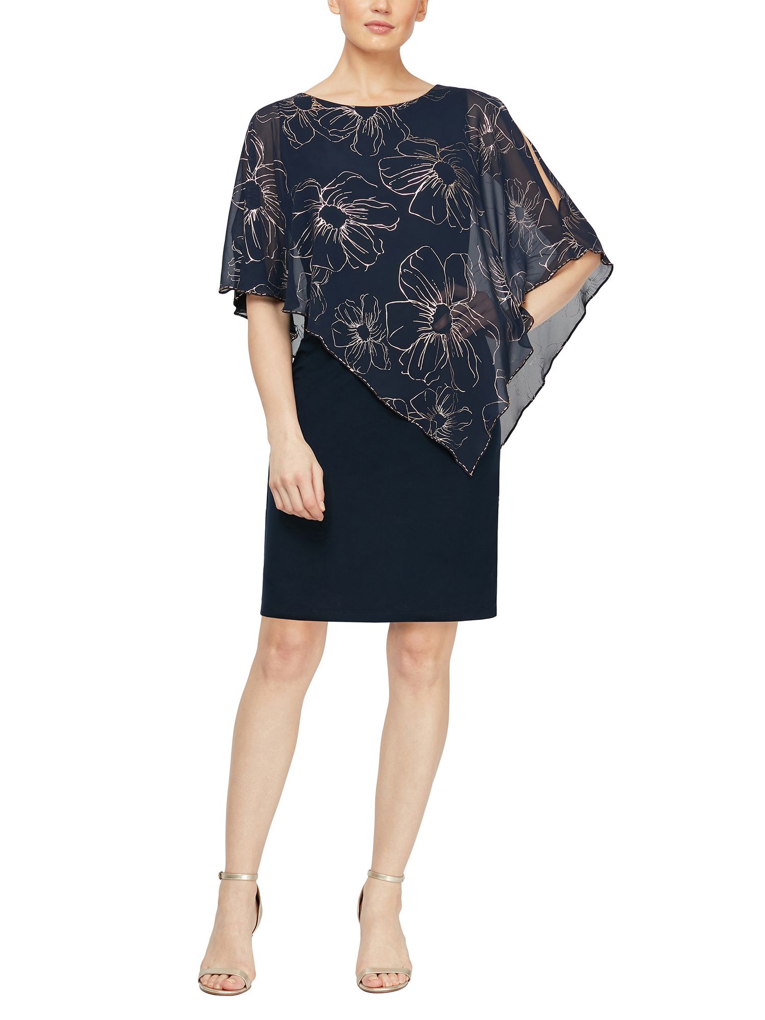 S.L. Fashions Asymmetrical Overlay Dress