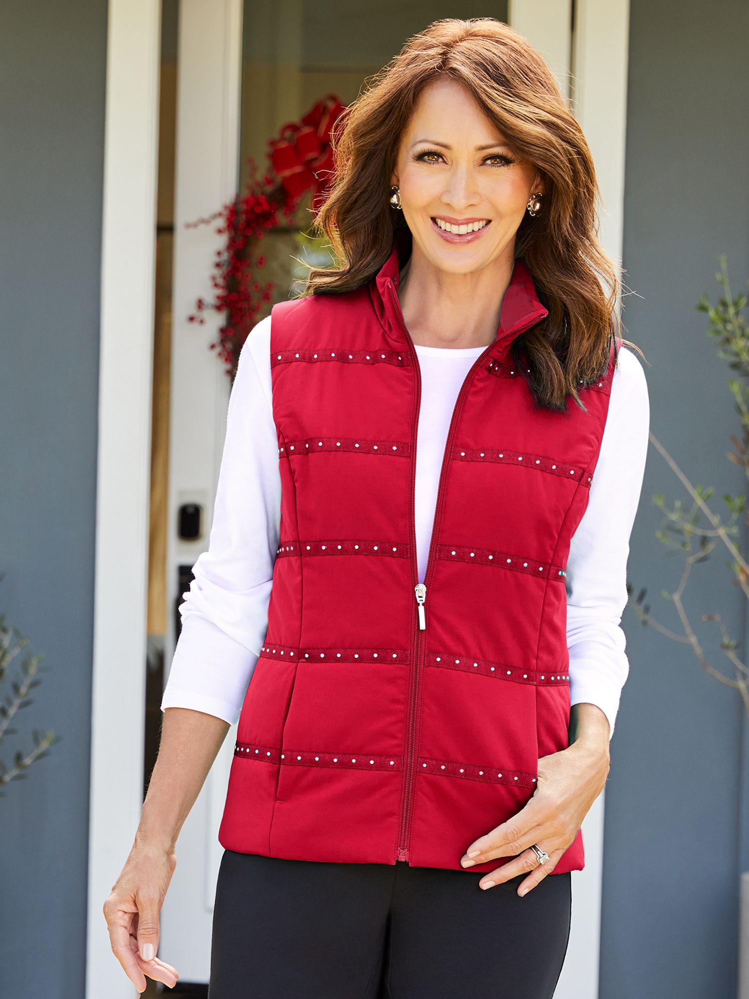 Nailhead Trim Microfiber Vest