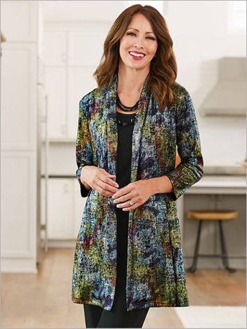 Prism Print Open Front 3/4 Sleeve Jacket - Image 1 of 2