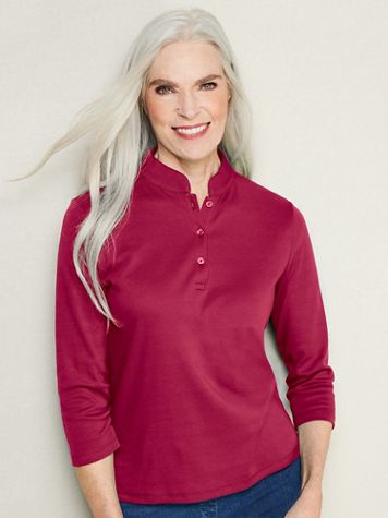 Essential Henley 3/4 Sleeve Tee - Image 1 of 12