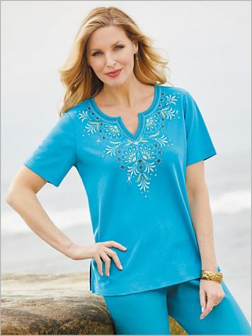 Scottsdale Scroll Yoke Embroidery Top by Alfred Dunner - Image 1 of 1