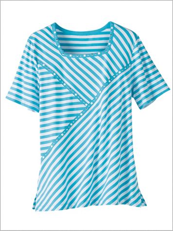 Turks And Caicos Spliced Stripe Tee by Alfred Dunner - Image 1 of 1