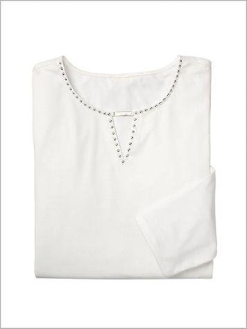 In The Mix Split-Neck Solid Top - Image 1 of 1