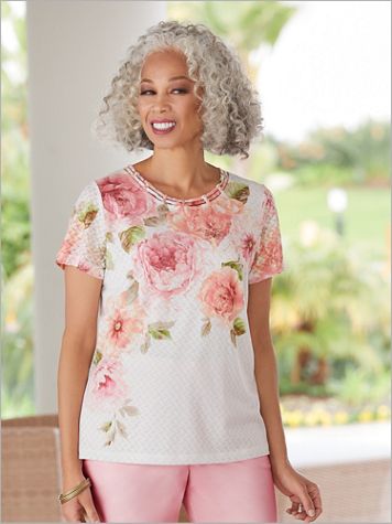 Society Page Floral Asymmetric Top by Alfred Dunner - Image 1 of 1