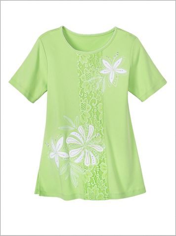 Endless Weekend Center Appliqué Lace Tee by Alfred Dunner - Image 1 of 1