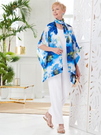 Dramatic Floral Kimono & Textured Stretch Crepe Separates