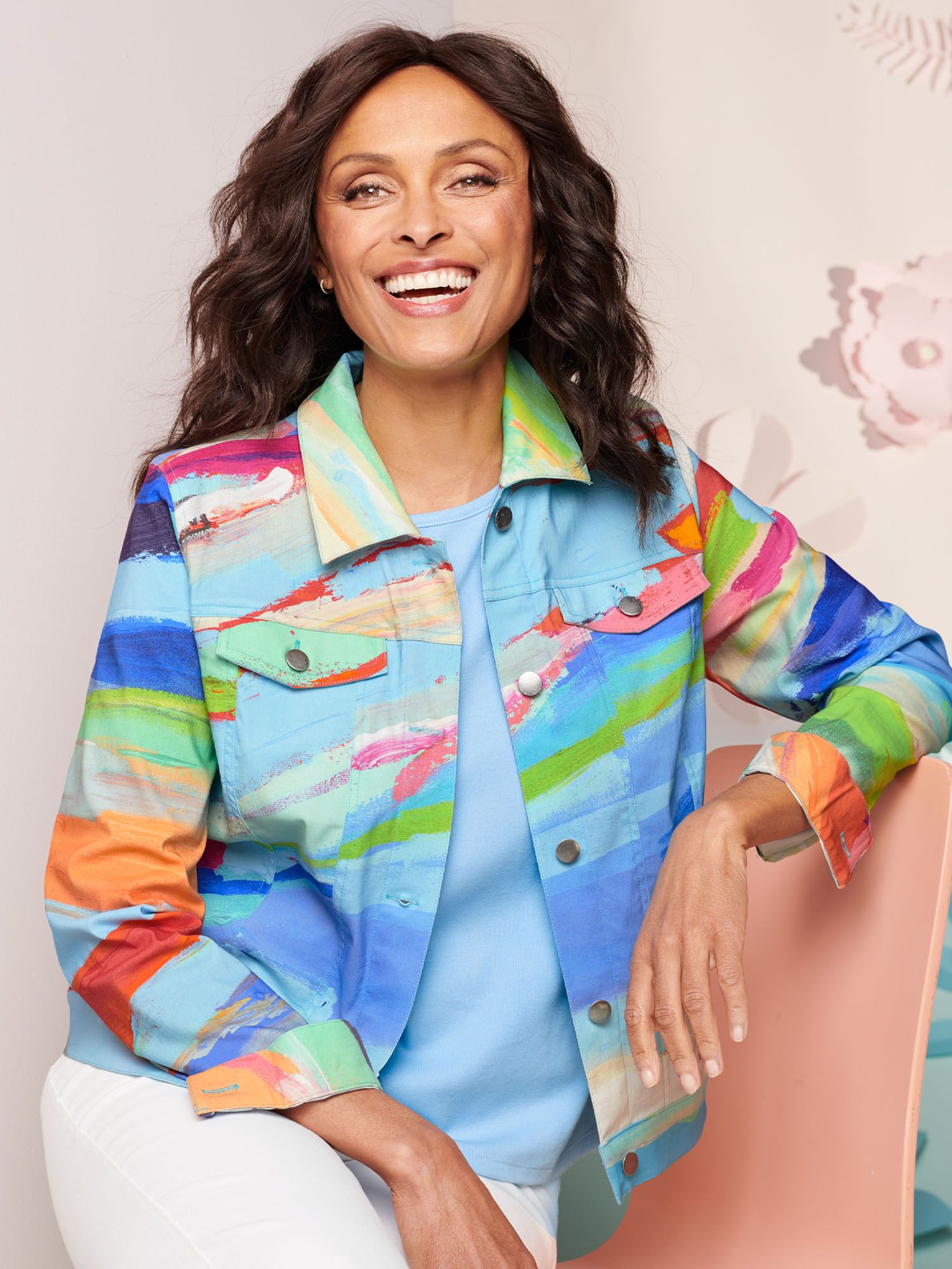 Abstract Rainbow Print Jacket