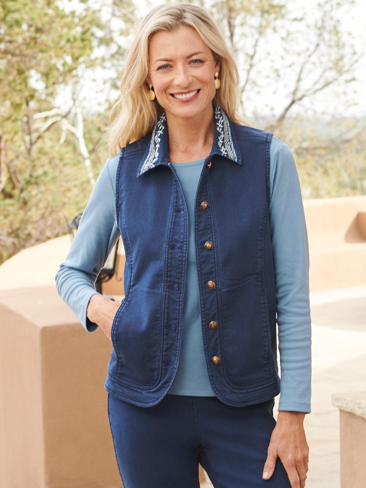Border Blues Stretch Denim Vest