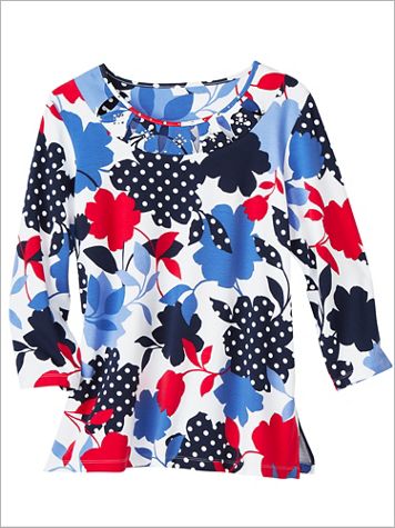 Ship Shape Dot Floral Knit Top by Alfred Dunner - Image 1 of 1